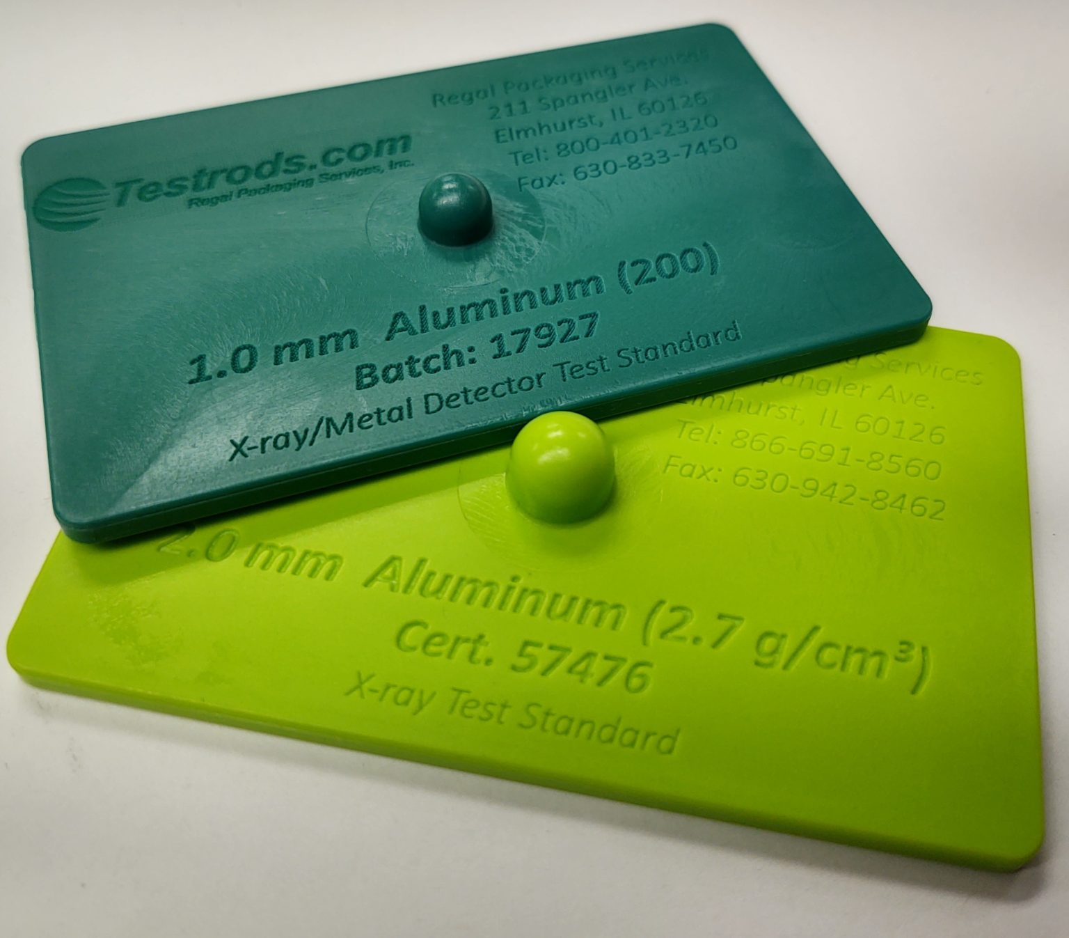 Acetal Test Cards Aluminum for use in xray inspection