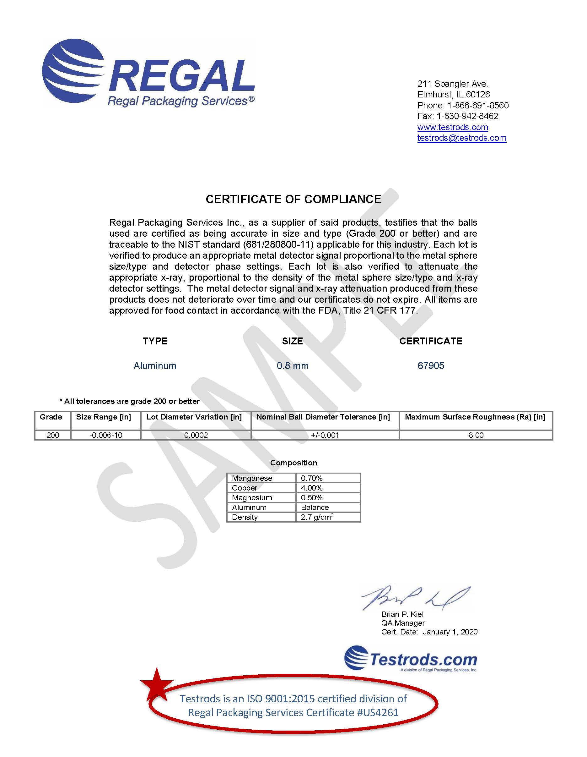 Why do i need certificates of conformity testrods