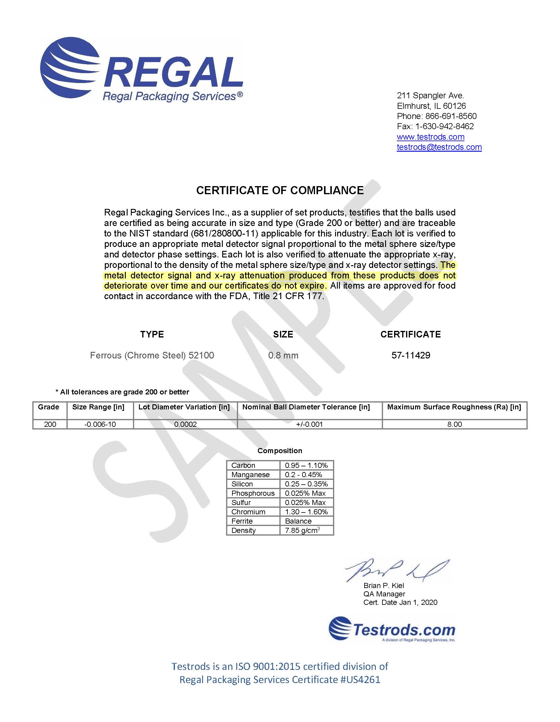 Certified Test Pieces | Testrods.com